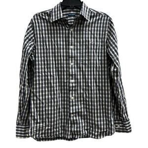 FISH HIPPIE blue plaid king sleeve button front sz S